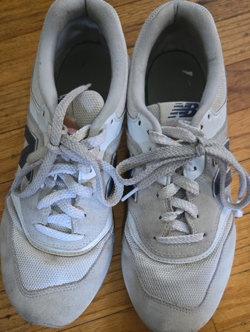 New Balance Women’s Light Gray and White Lace-Up Sneakers